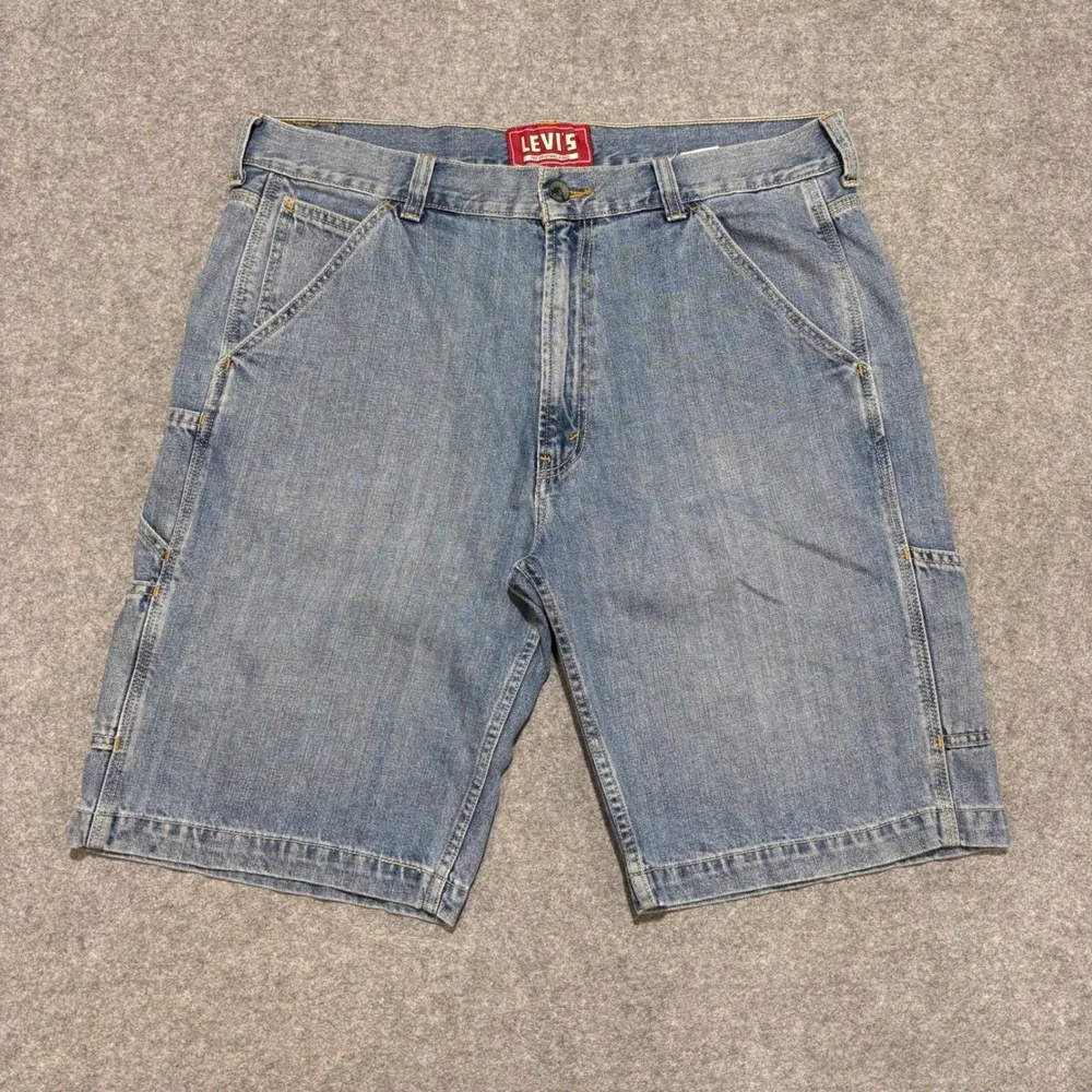 Levis Carpenter Denim Shorts Mens W38 Light Wash Utility Blue Jeans Workwear